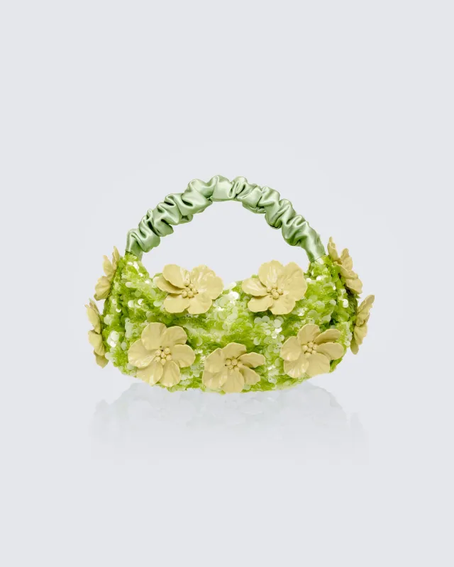 Caelora Green Sequin Grab Bag made by Finesse