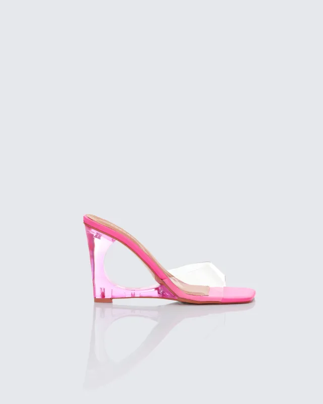 Karla Pink Perspex Wedge Sandal sold by Finesse
