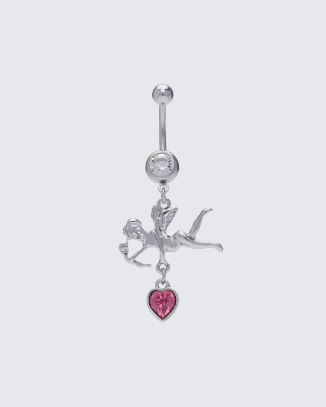 Malbine Silver Cherub Belly Bar made by Finesse