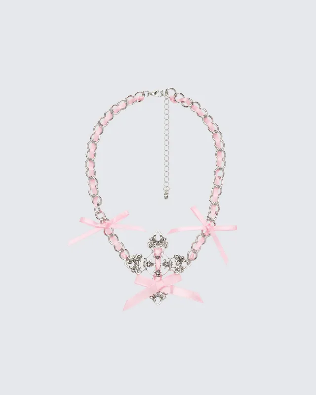 Dareena Silver Ribboned Cross Necklace made by Finesse