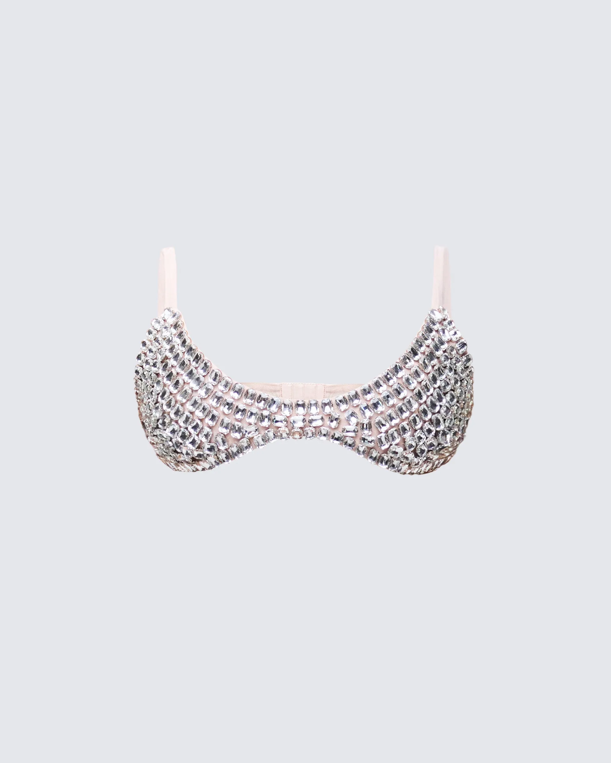 Elyra Silver Diamante Mesh Bra Top sold by Finesse