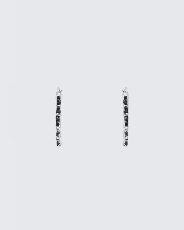 Janise Silver Molten Spike Hoop Earrings made by Finesse