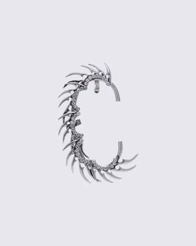 Ekua Silver Diamante Spiked Ear Cuff made by Finesse