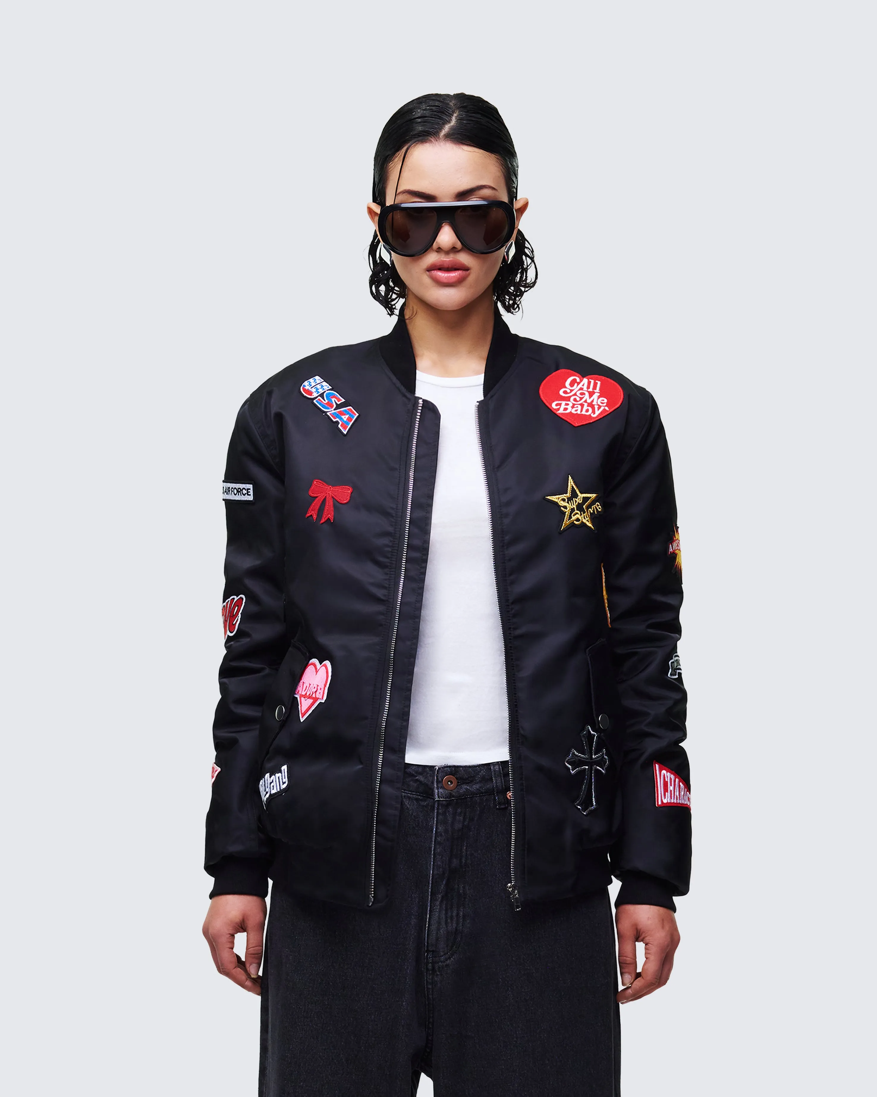 Becky Black Multi Patch Bomber sold by Finesse product image thumbnail 2
