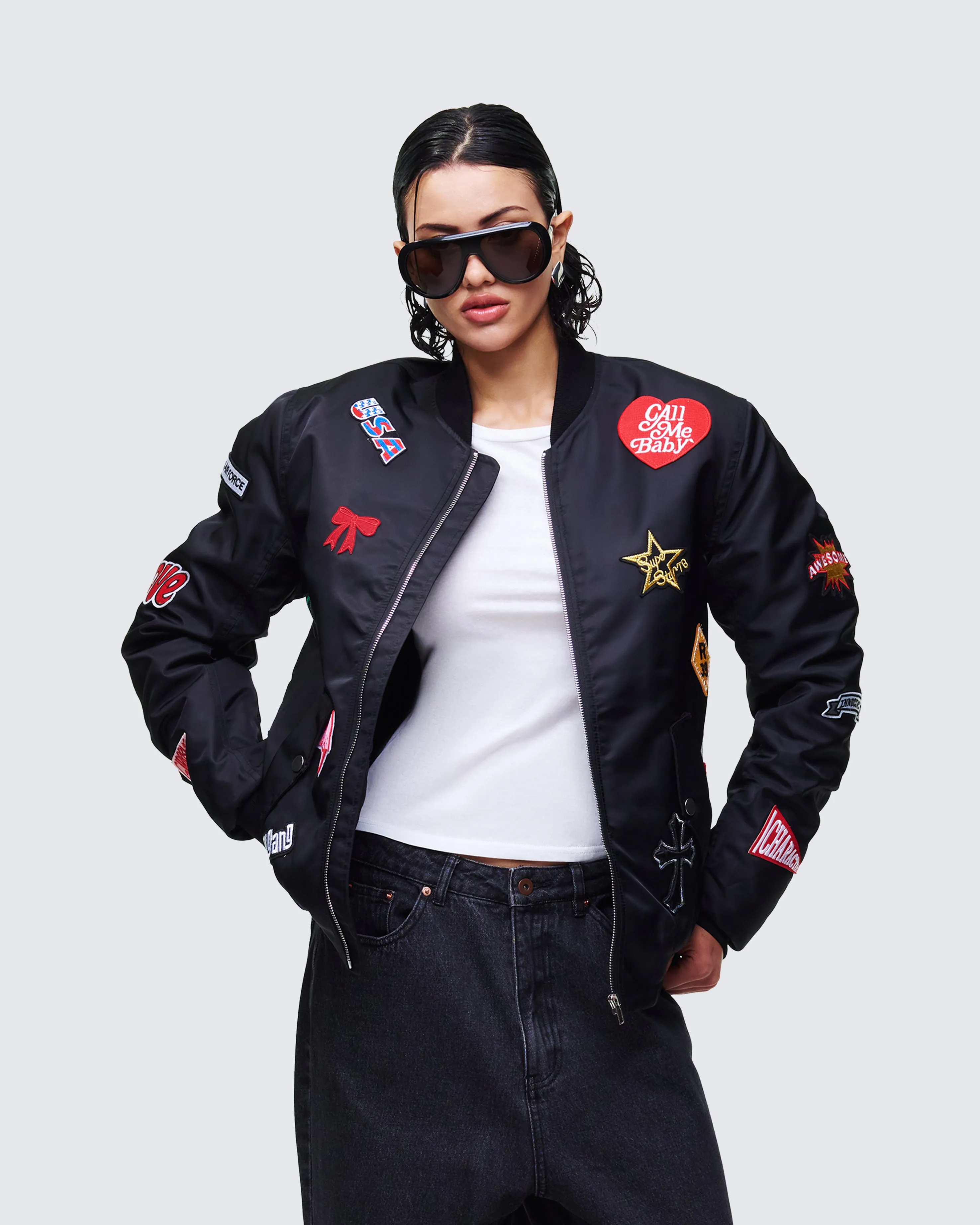 Becky Black Multi Patch Bomber sold by Finesse product image thumbnail 3