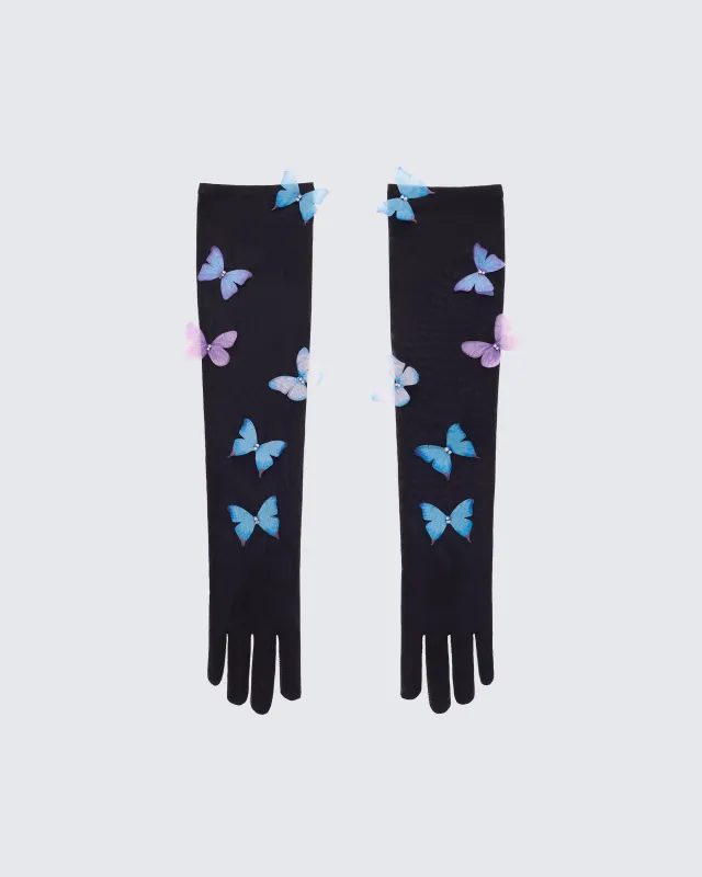 Delphi Black Mesh Butterfly Gloves made by Finesse