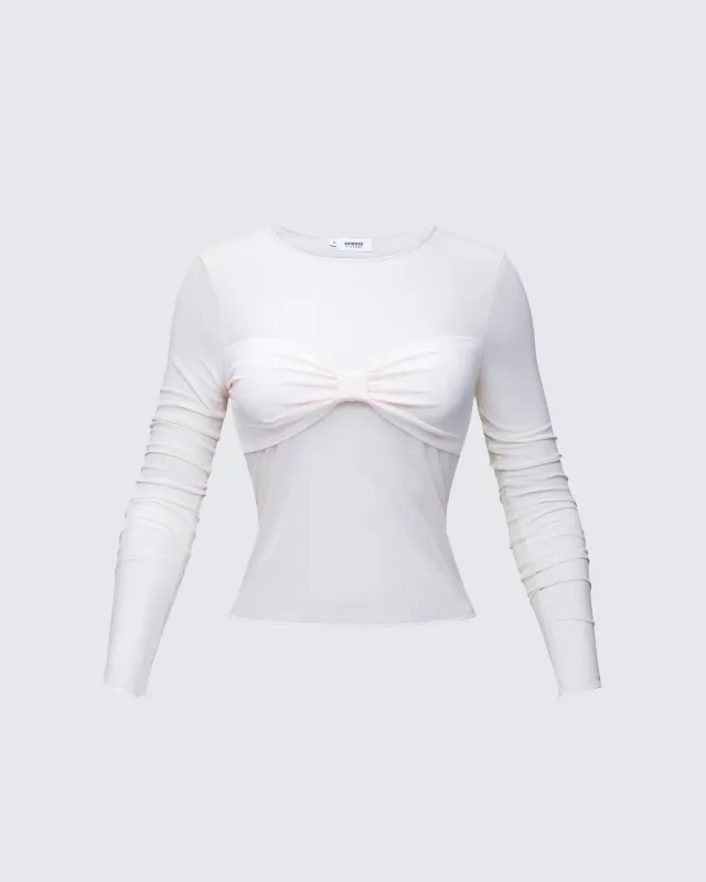 Orpheus White Mesh Long Sleeve Top made by Finesse