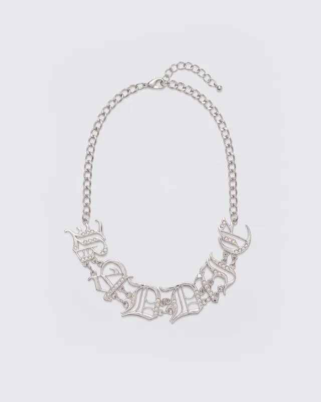 Evania Silver Baddie Diamante Choker made by Finesse