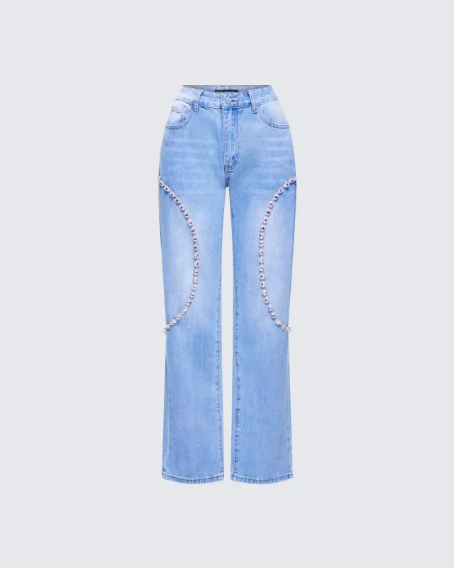 Margaux Blue Denim Diamanté Path Jean made by Finesse