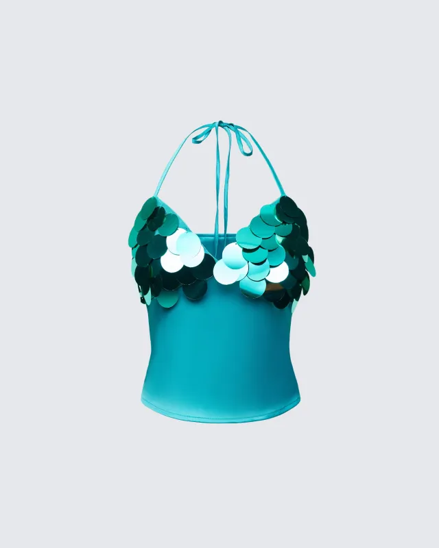 Pearle Green Disc Sequin Cami Top made by Finesse