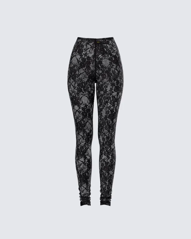 Miriam Black Lace Fitted Legging made by Finesse
