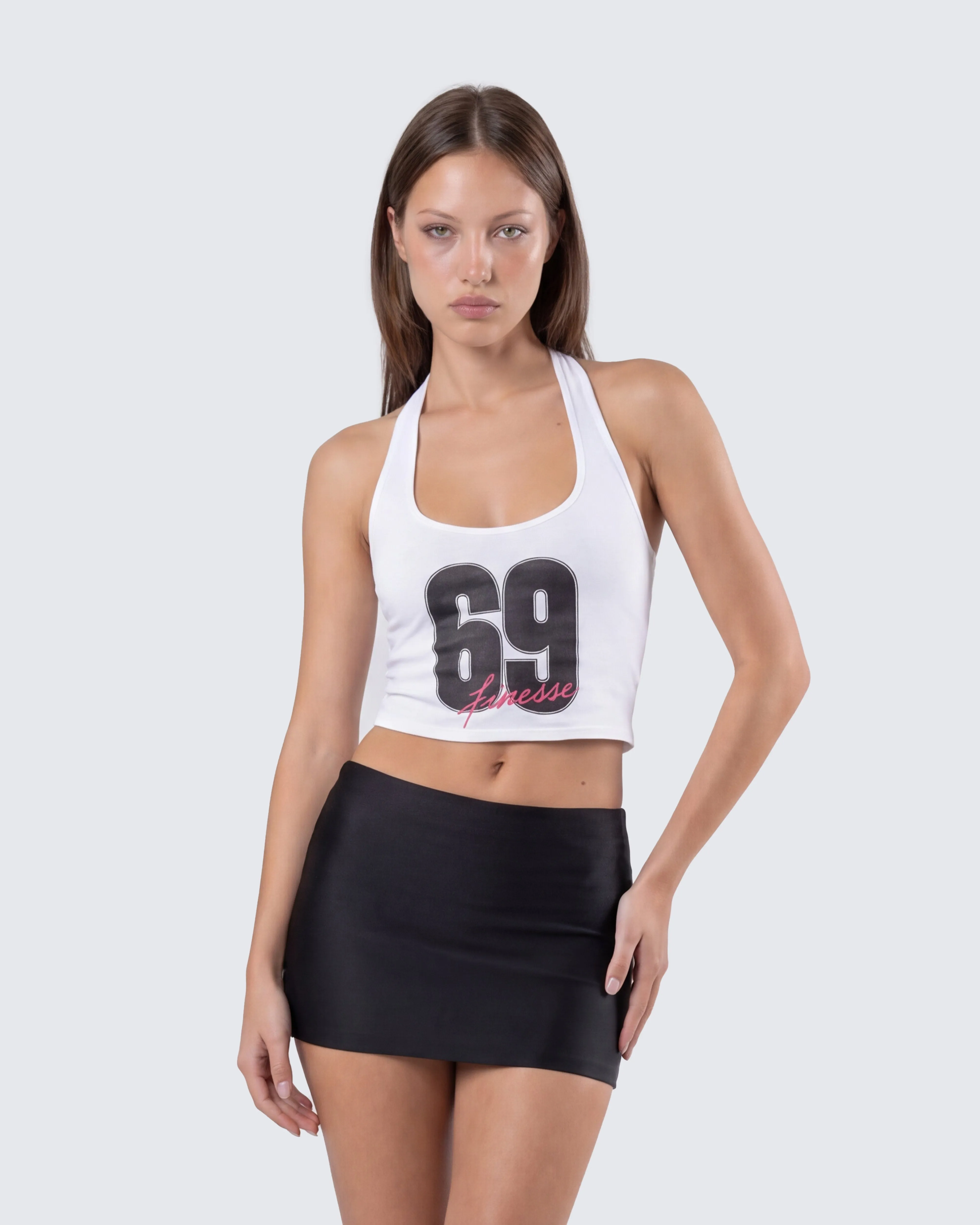 Shiloh White Graphic Halter Tank sold by Finesse product image thumbnail 3