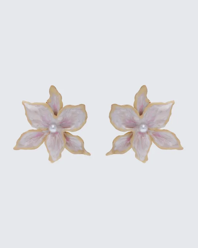 Sabira Ecru Orchid Earrings made by Finesse