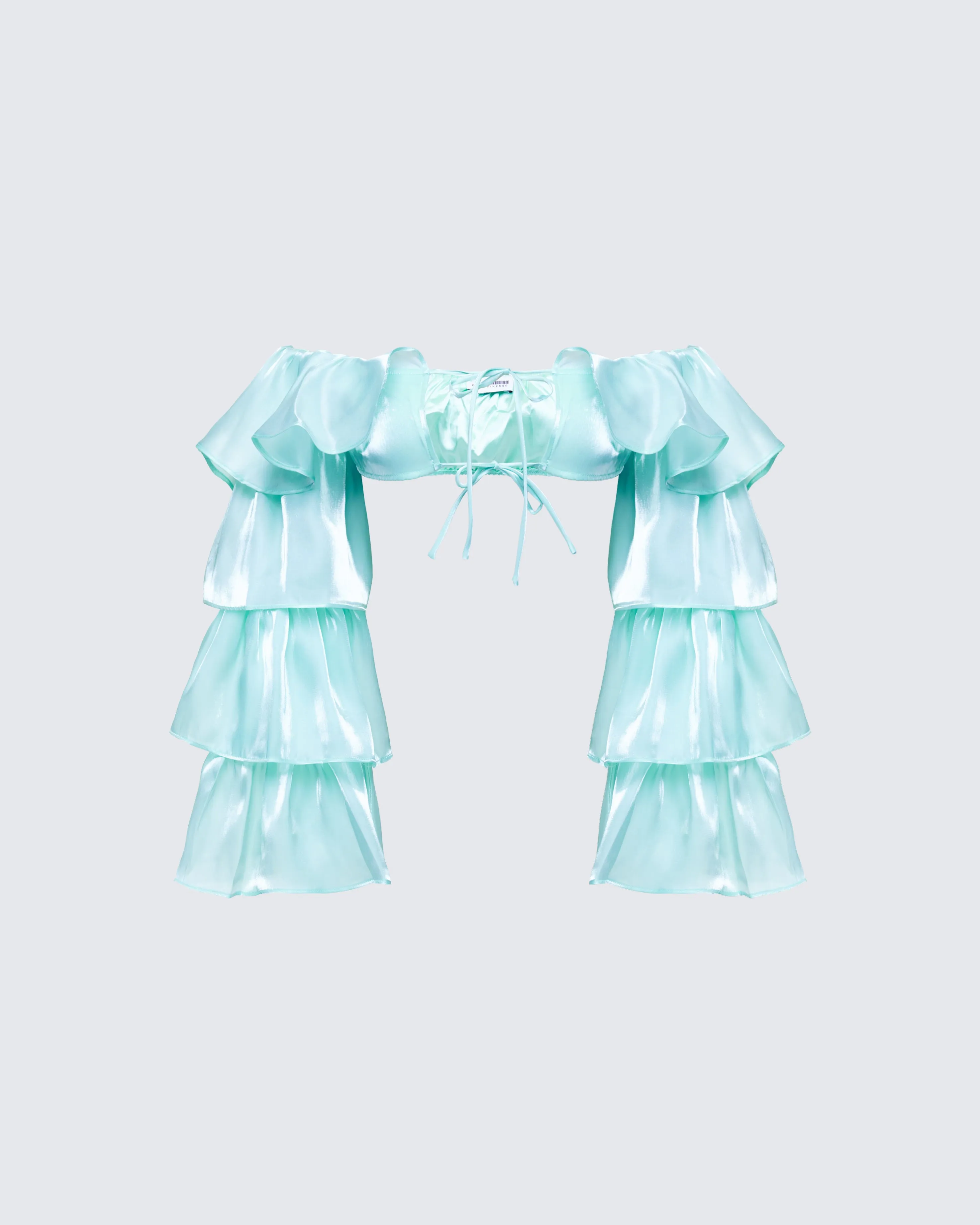 Skipper Green Ruffle Sleeve Crop Top sold by Finesse