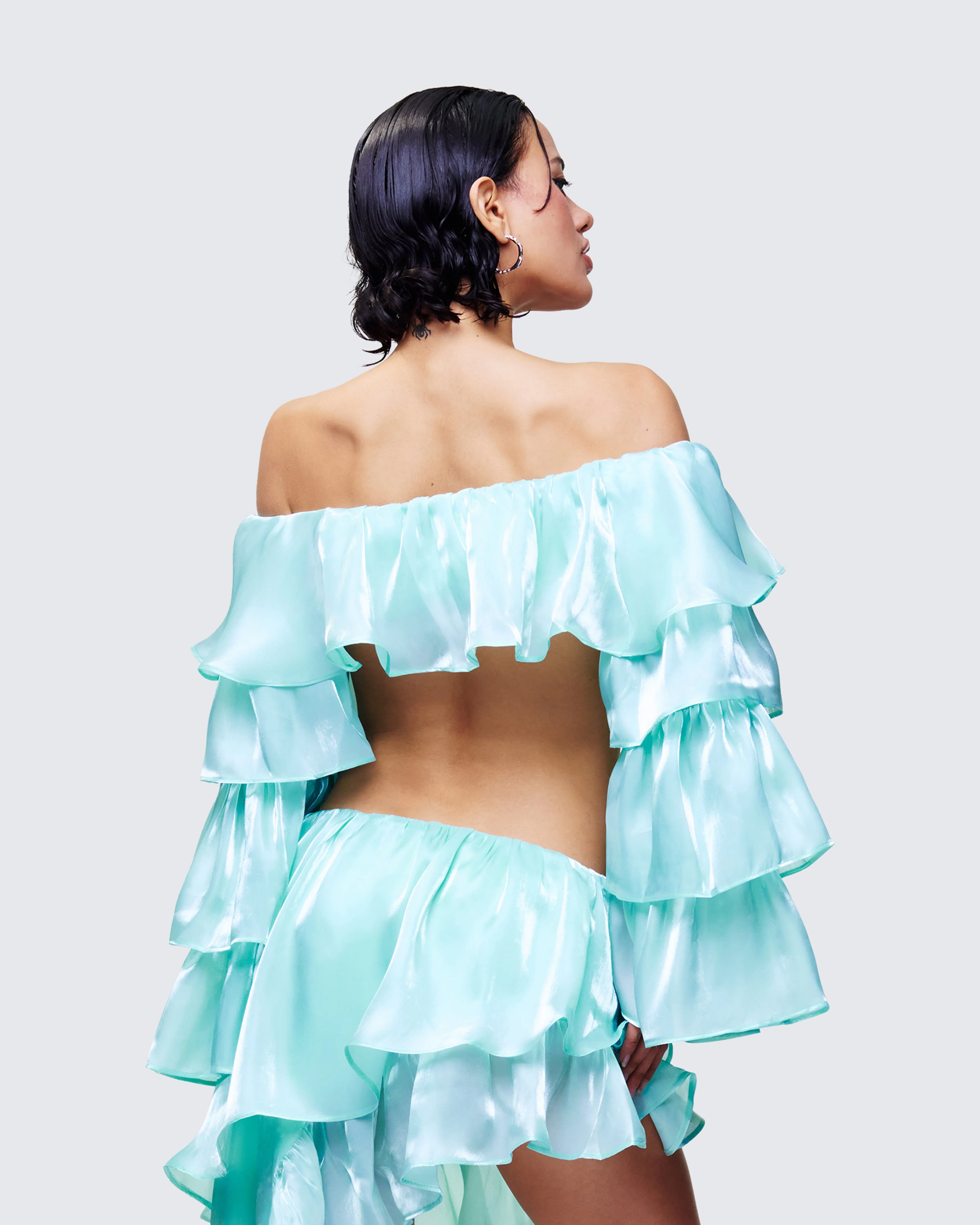 Skipper Green Ruffle Sleeve Crop Top sold by Finesse product image thumbnail 4