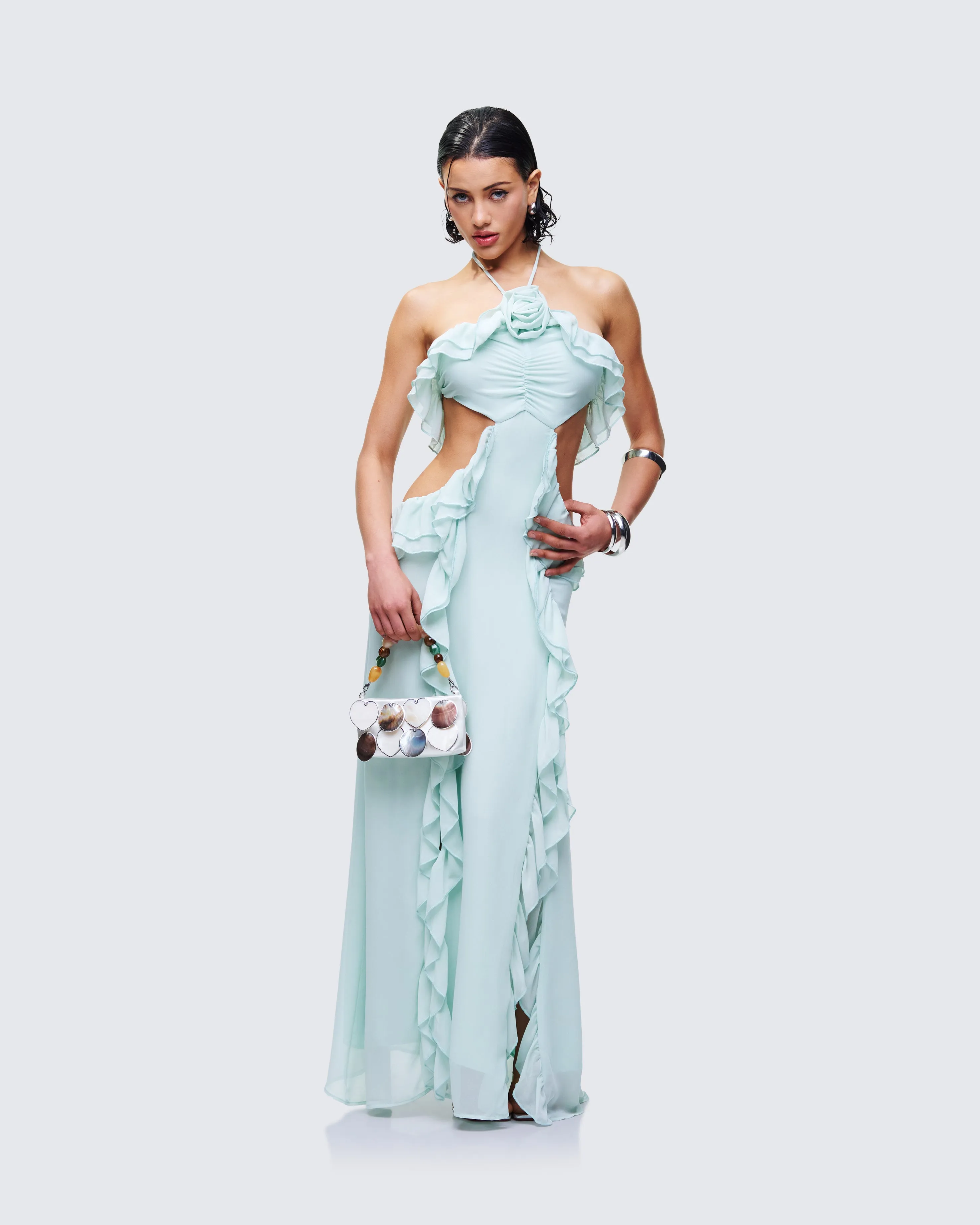 Ocean Blue Tiered Ruffle Maxi Dress sold by Finesse product image thumbnail 3