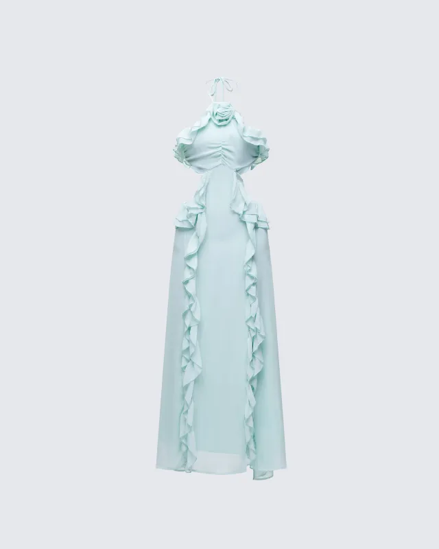 Ocean Blue Tiered Ruffle Maxi Dress made by Finesse