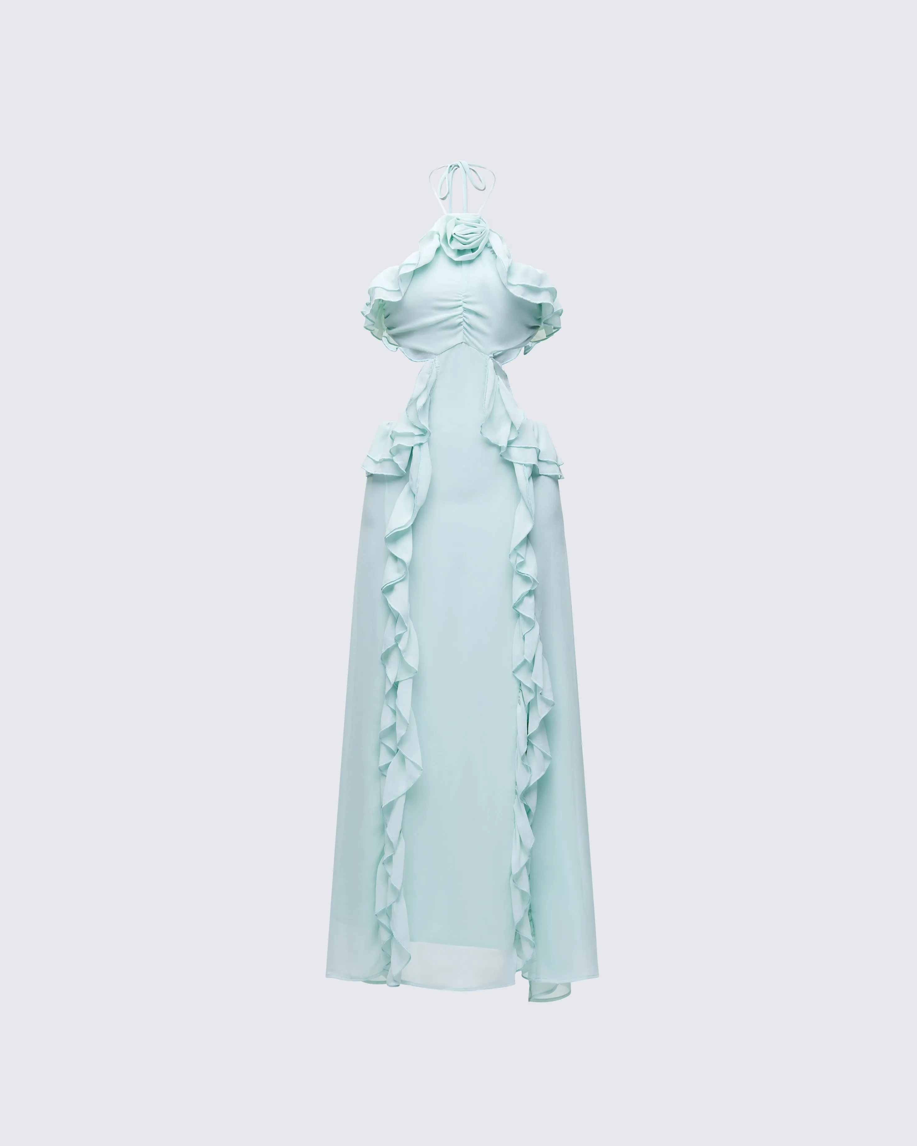 Ocean Blue Tiered Ruffle Maxi Dress sold by Finesse