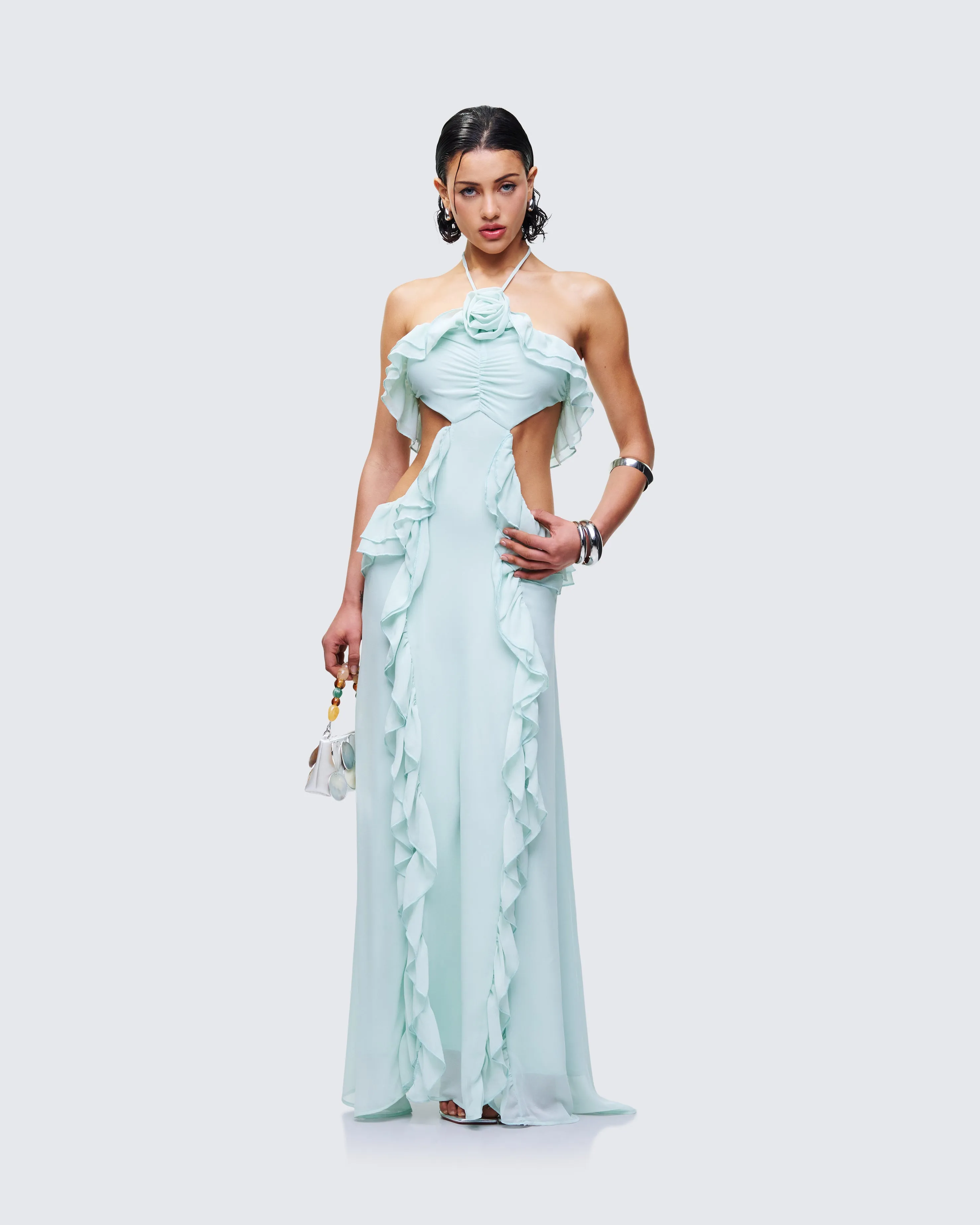 Ocean Blue Tiered Ruffle Maxi Dress sold by Finesse product image thumbnail 4