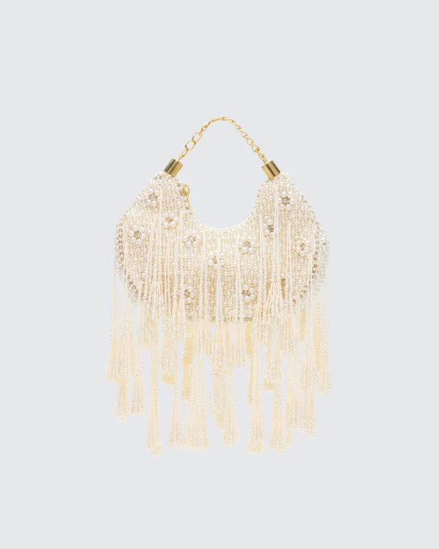 Mona Ivory Embellished Chandelier Bag made by Finesse