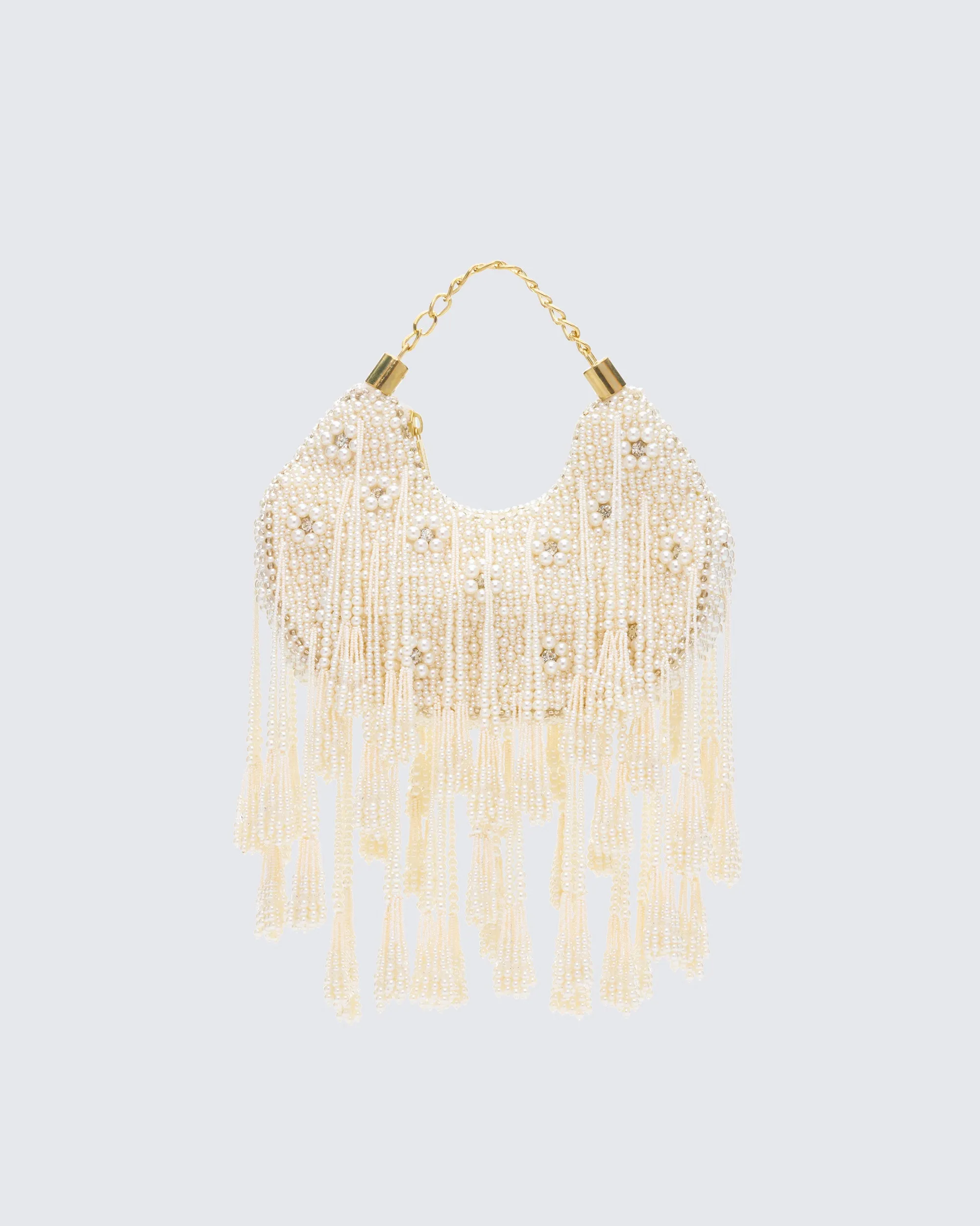 Mona Ivory Embellished Chandelier Bag sold by Finesse