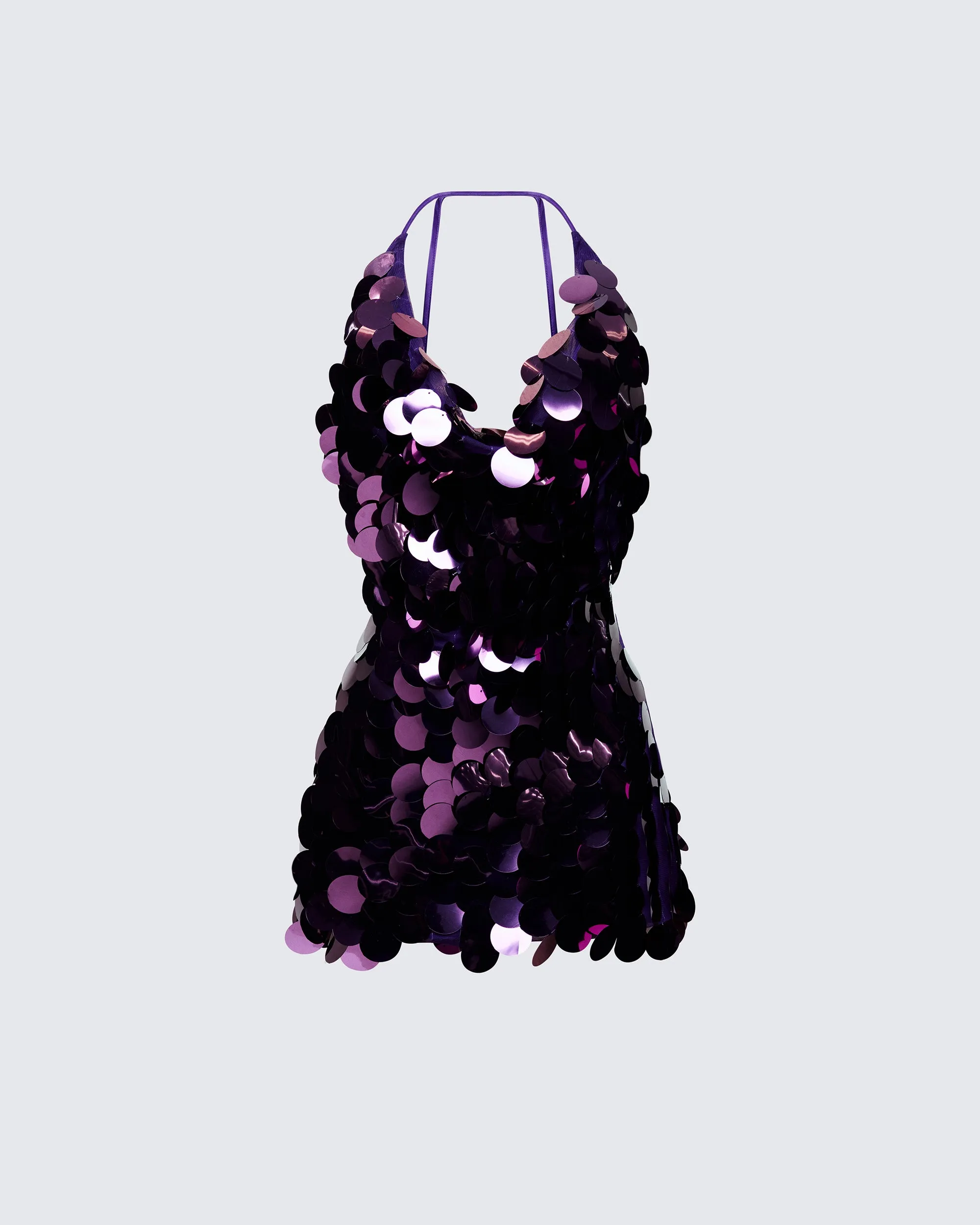 Deanah Purple Disc Sequin Mini Dress sold by Finesse