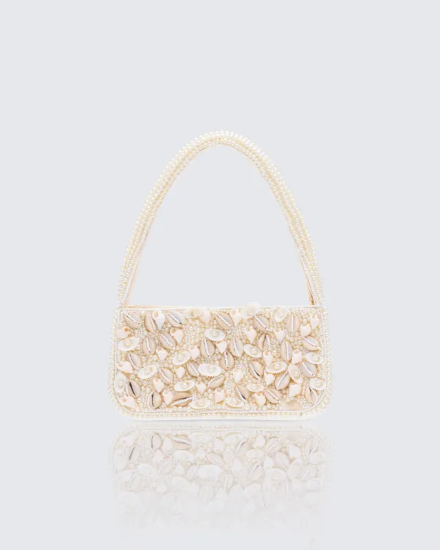Sadaf Ivory Cowrie Shell Handbag made by Finesse