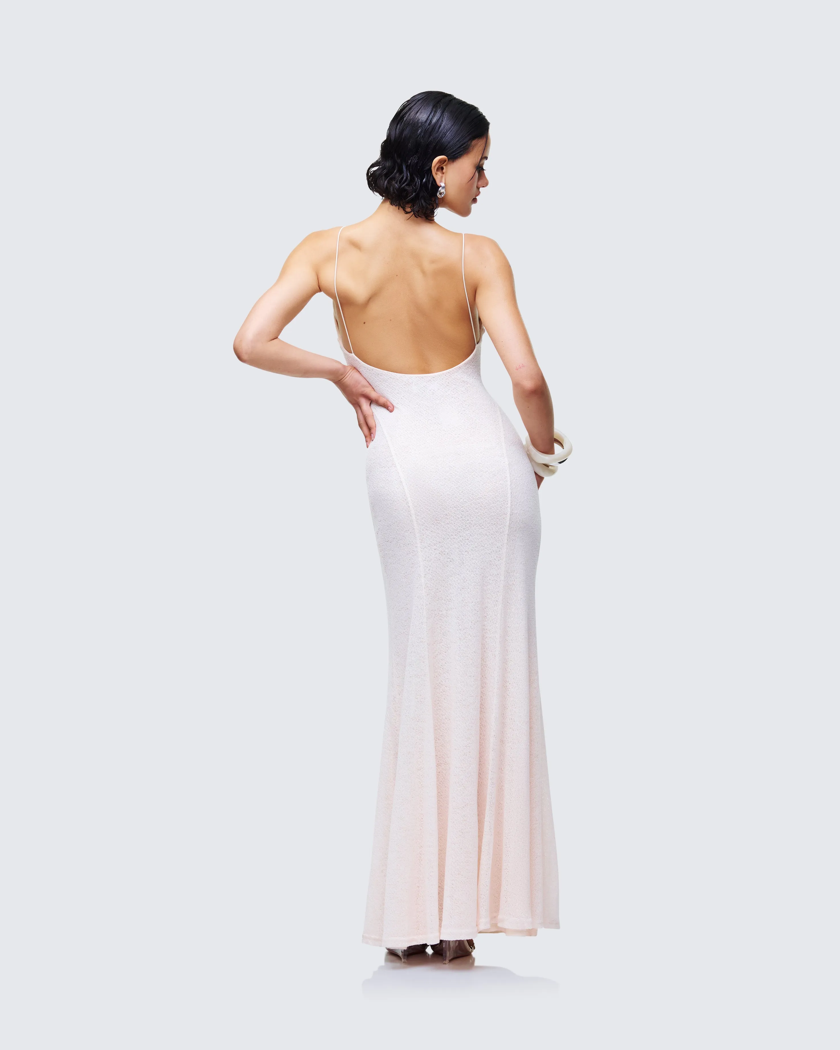 Mollie Ivory Plunge Neck Maxi Dress sold by Finesse product image thumbnail 5
