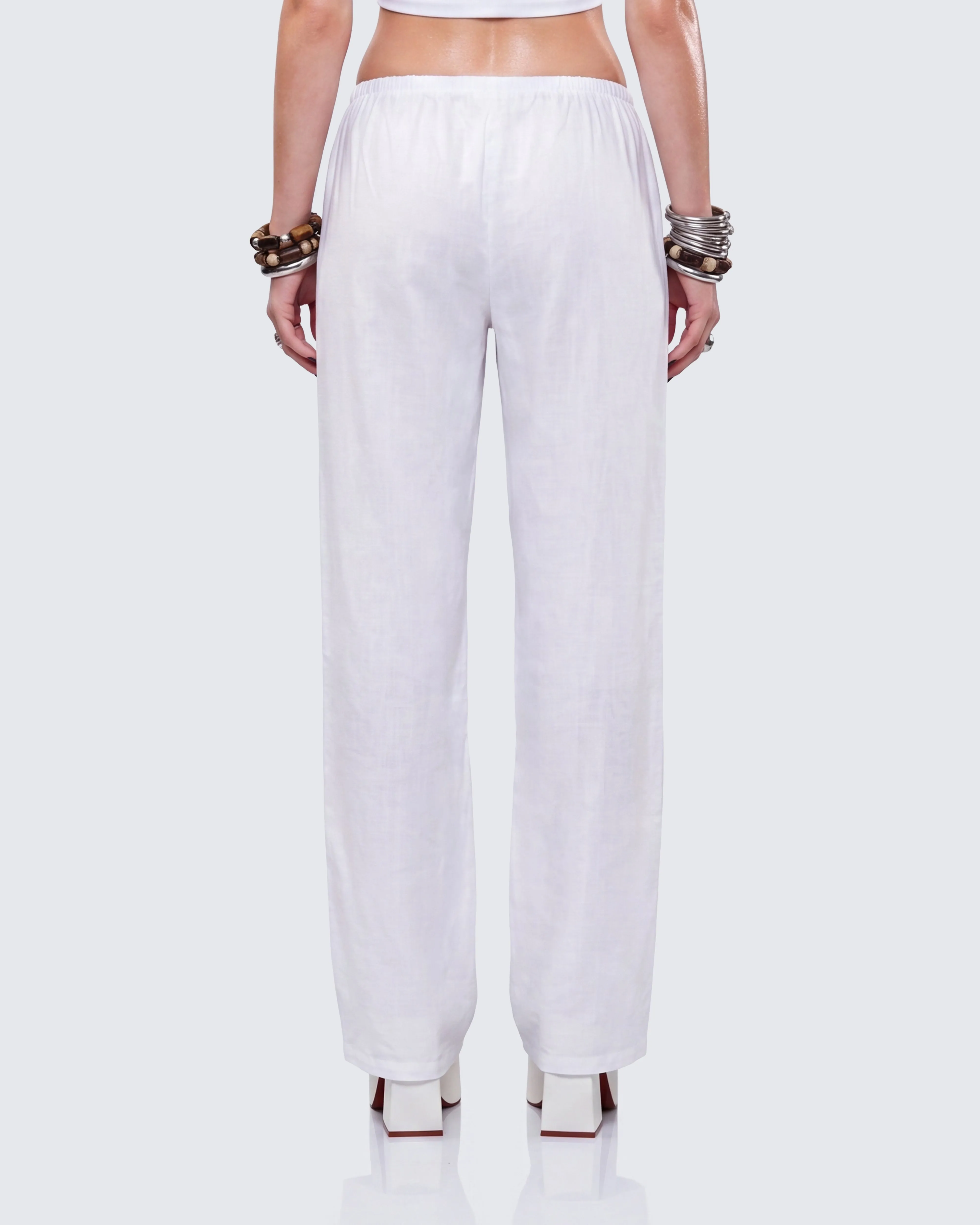 Yuma White Linen Drawstring Pants sold by Finesse product image thumbnail 4