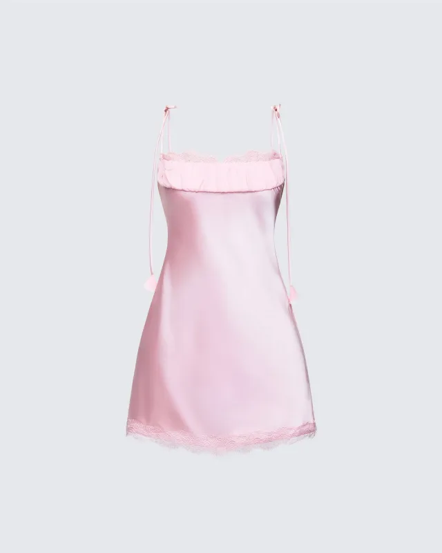 Miko Pink Satin Mini Dress made by Finesse