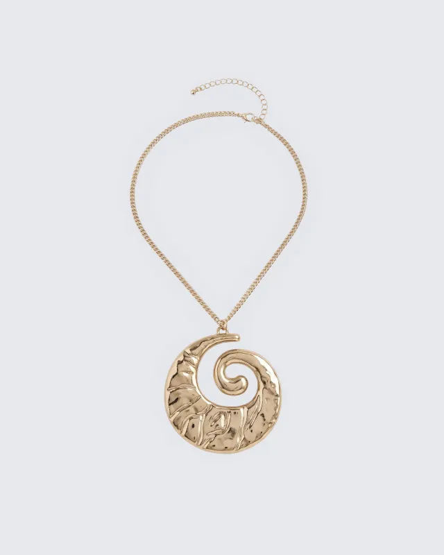Noura Gold Organic Swirl Pendant Necklace made by Finesse