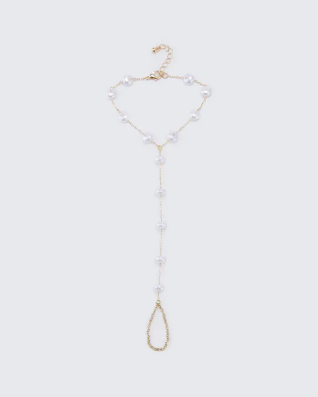 Callista Gold Pearl Bead Hand Harness made by Finesse