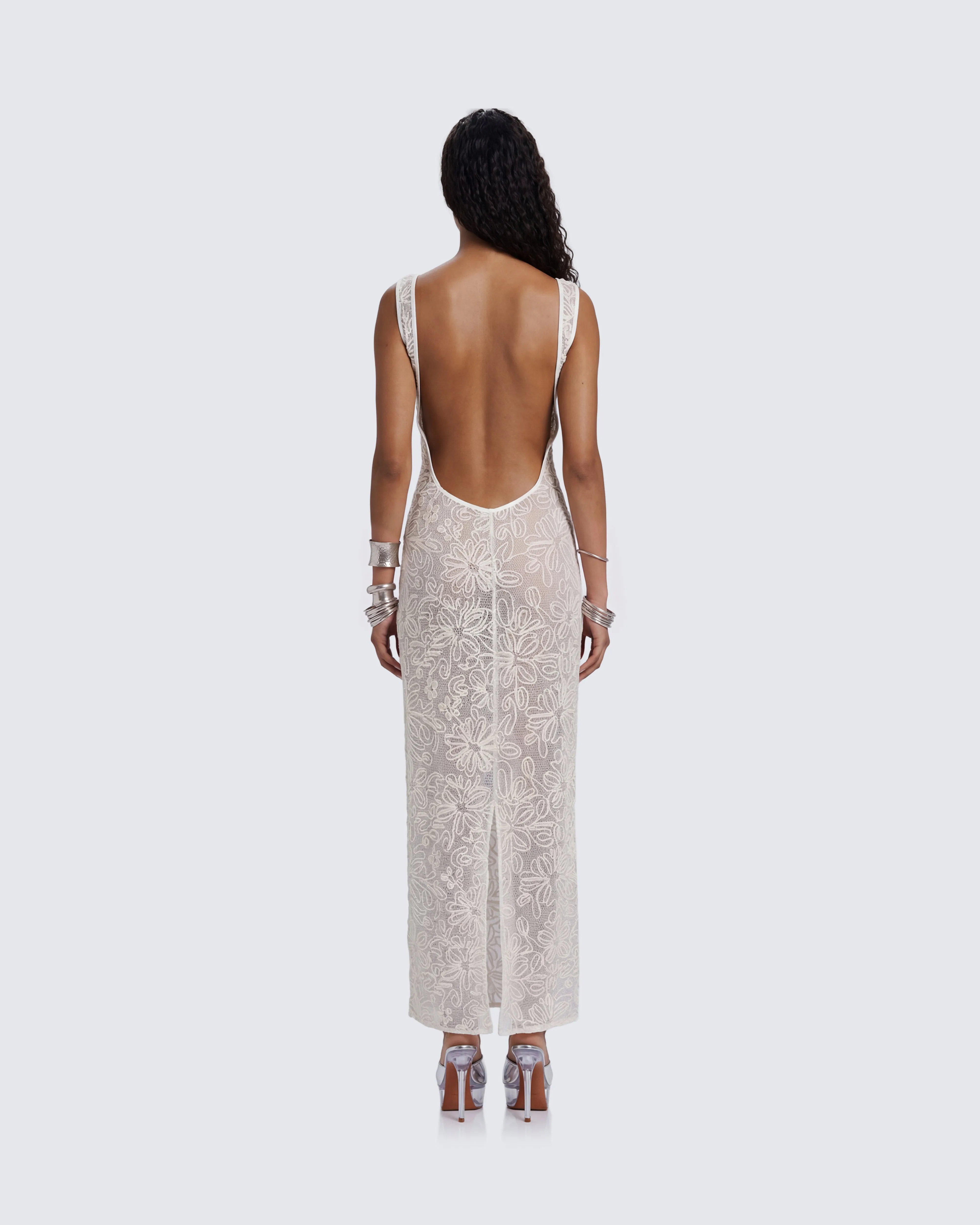 Nayela White Mesh Maxi Dress sold by Finesse product image thumbnail 5