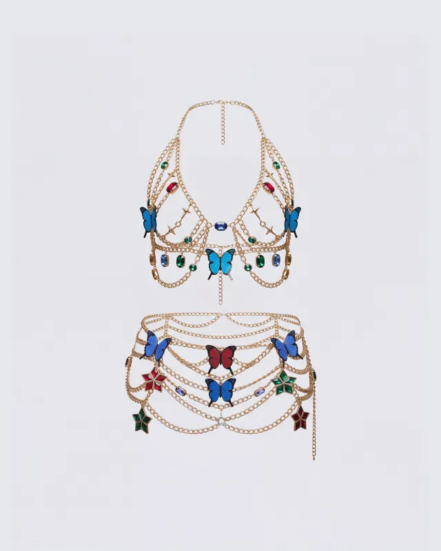 Chara Gold Tone Butterfly Set made by Finesse