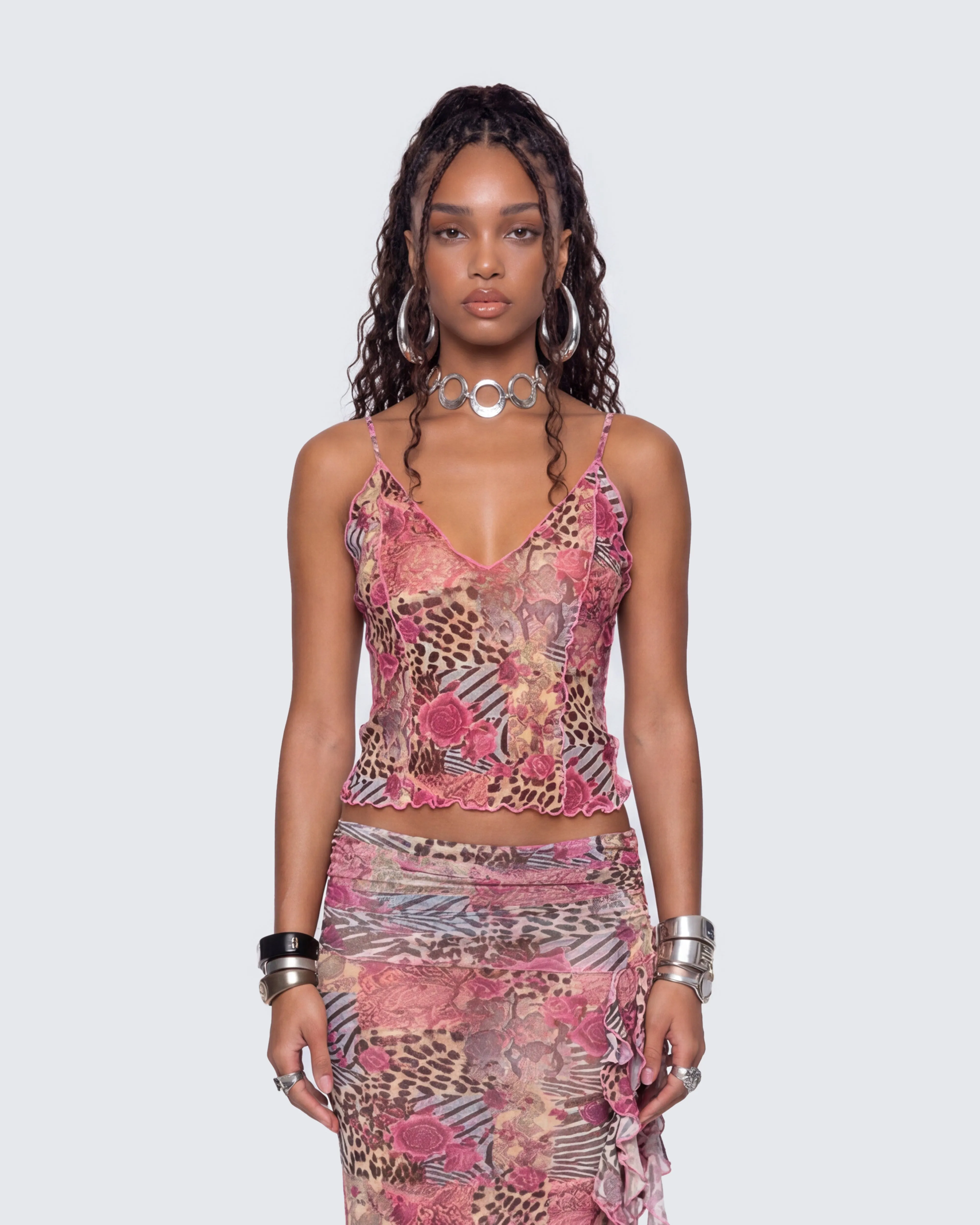 Kani Multi Printed Mesh Cami Top sold by Finesse product image thumbnail 2