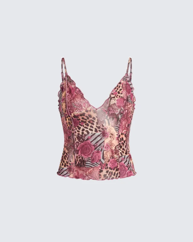 Kani Multi Printed Mesh Cami Top made by Finesse