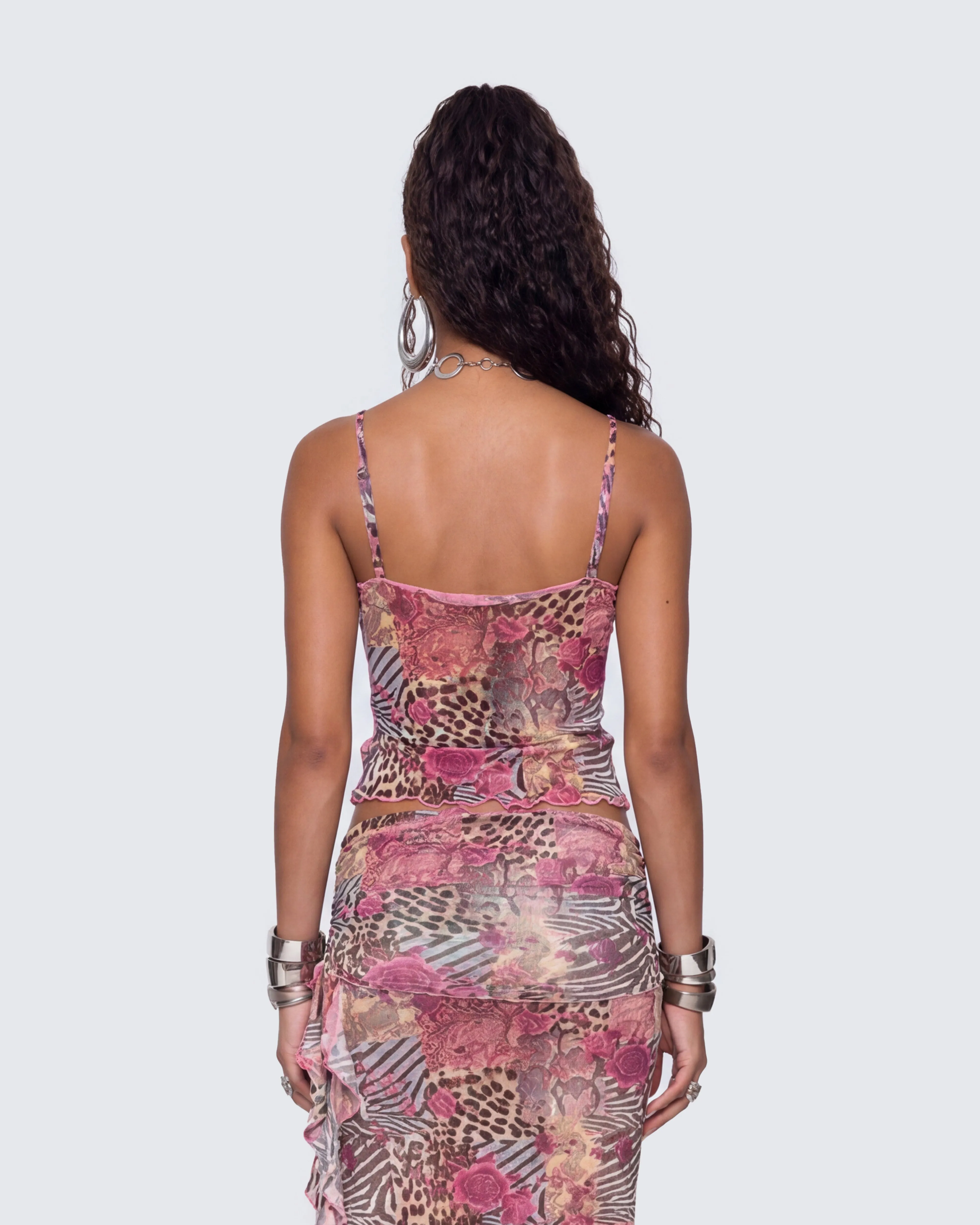 Kani Multi Printed Mesh Cami Top sold by Finesse product image thumbnail 4