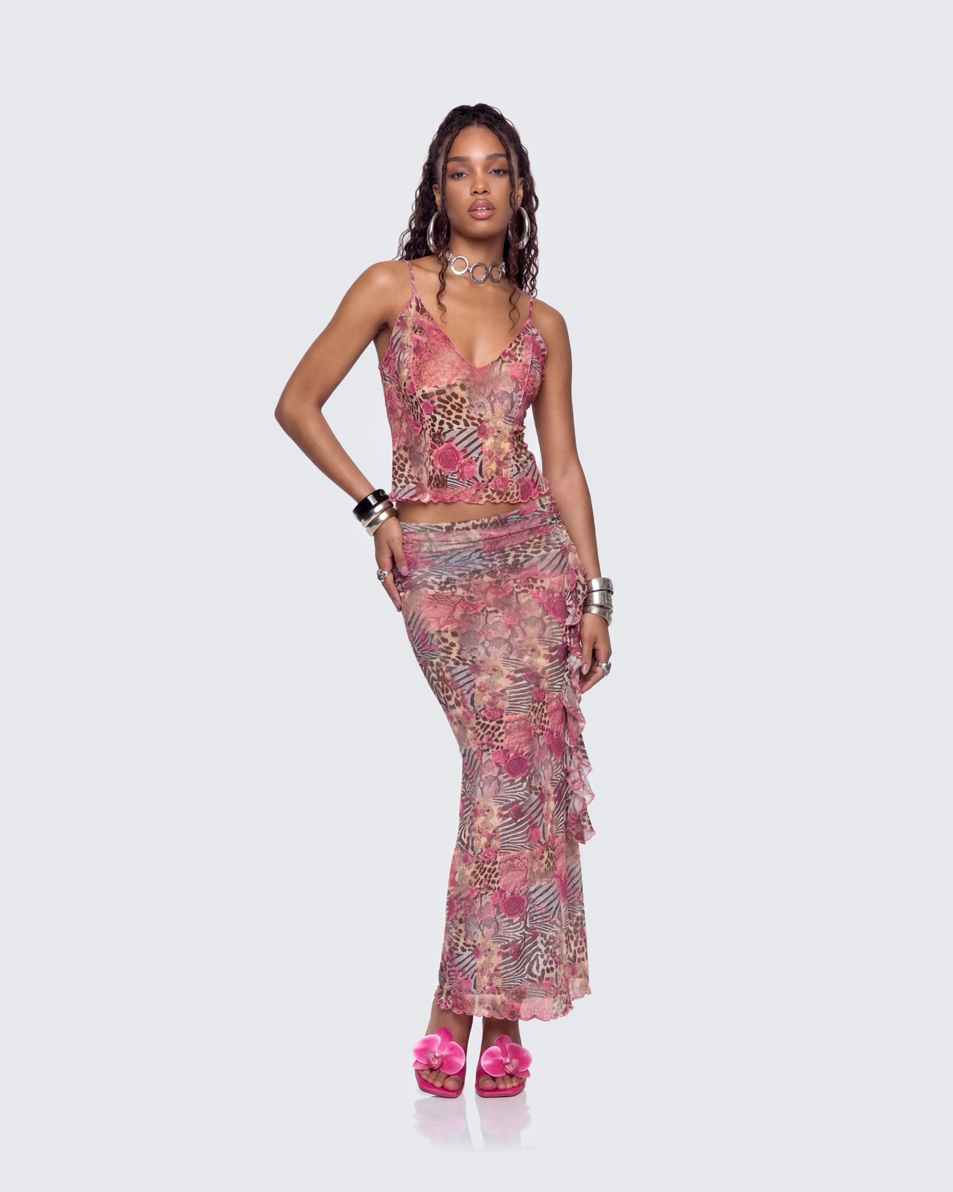 Kani Multi Printed Mesh Cami Top sold by Finesse product image thumbnail 5