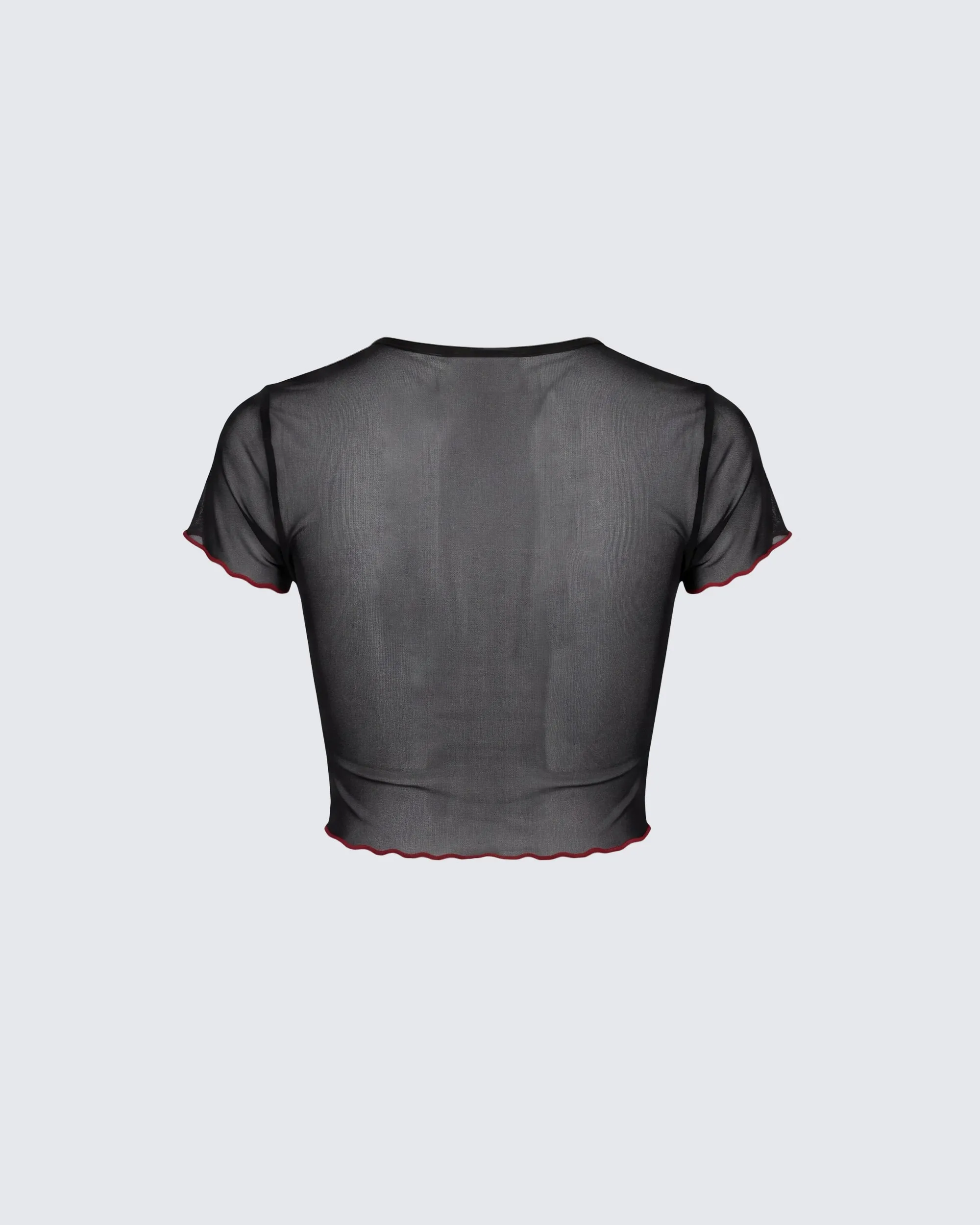 Cami Black Mesh Graphic Crop Top sold by Finesse product image thumbnail 2