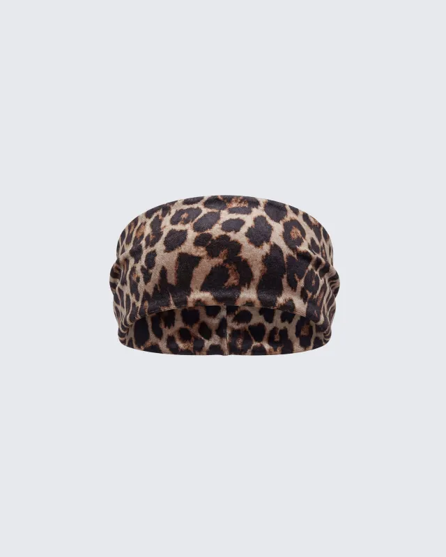 Kelsey Leopard Print Velour Headband made by Finesse