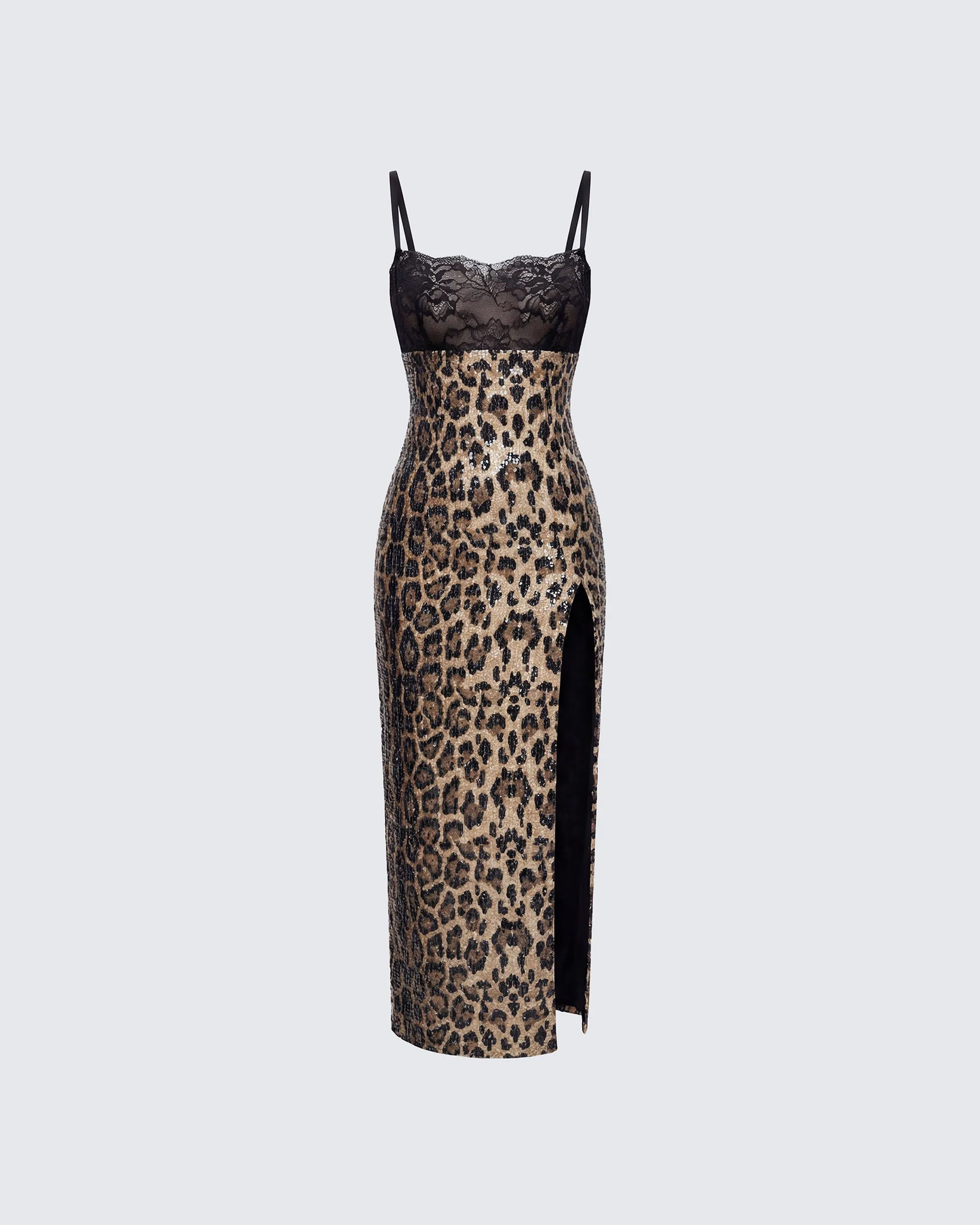Kara Multi Sequin Leopard & Lace Dress sold by Finesse