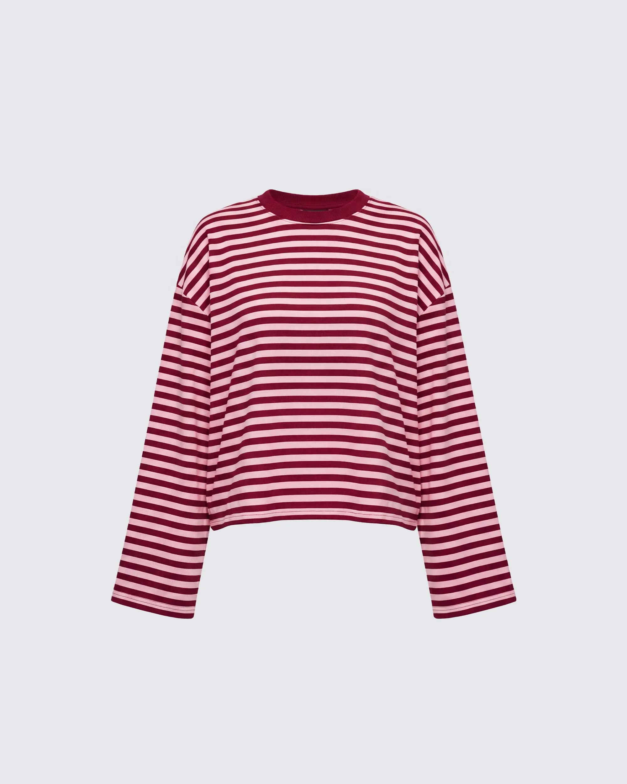 McKenna Cherry Striped Oversized Tee sold by Finesse