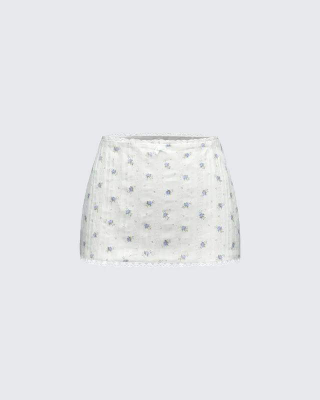 Yasmie Multi Floral Lace Trim Mini Skirt made by Finesse