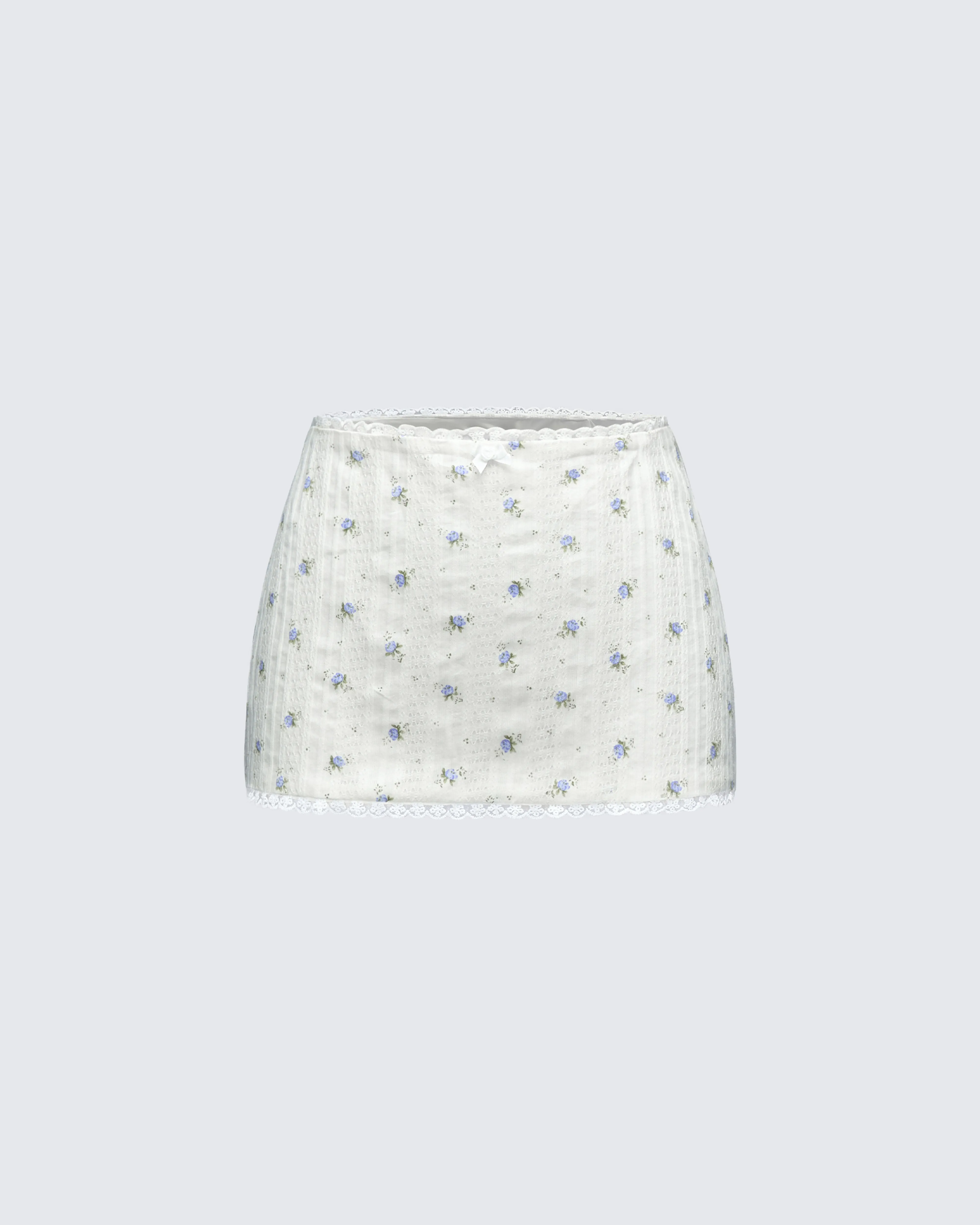 Yasmie Multi Floral Lace Trim Mini Skirt sold by Finesse