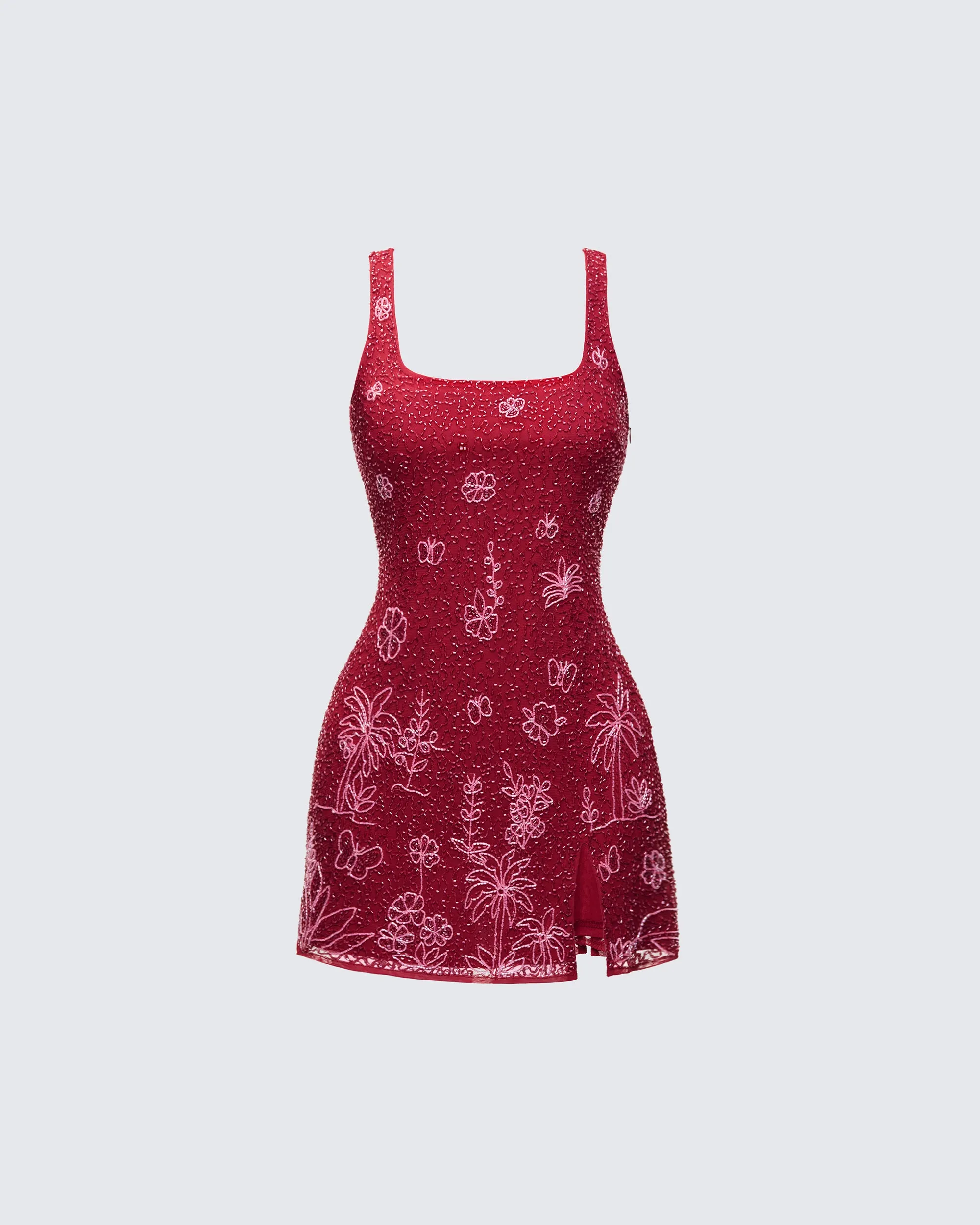 Edie Plum Embellished Mini Dress sold by Finesse