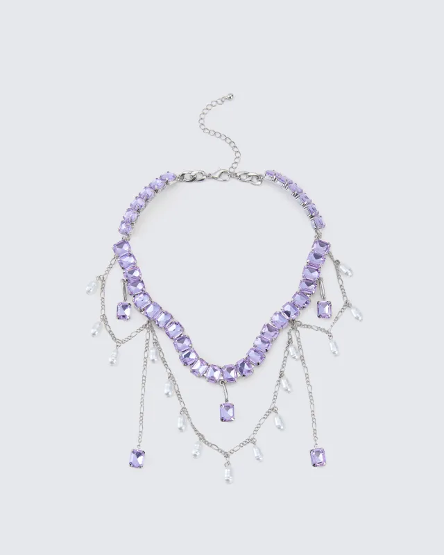 Rhodes Purple Pearl Drop Choker made by Finesse