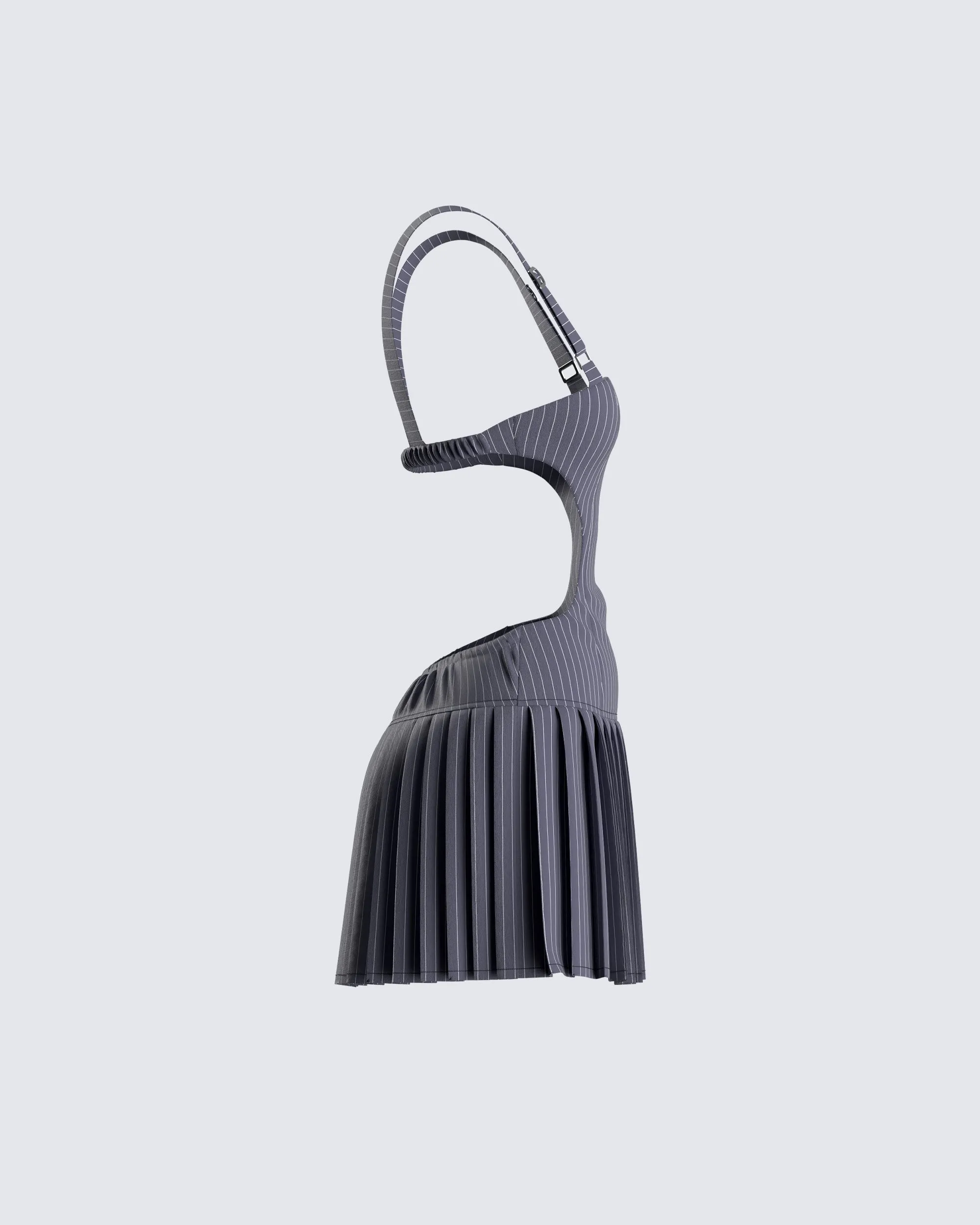 Samus Grey Pinstripe Mini Dress sold by Finesse product image thumbnail 2