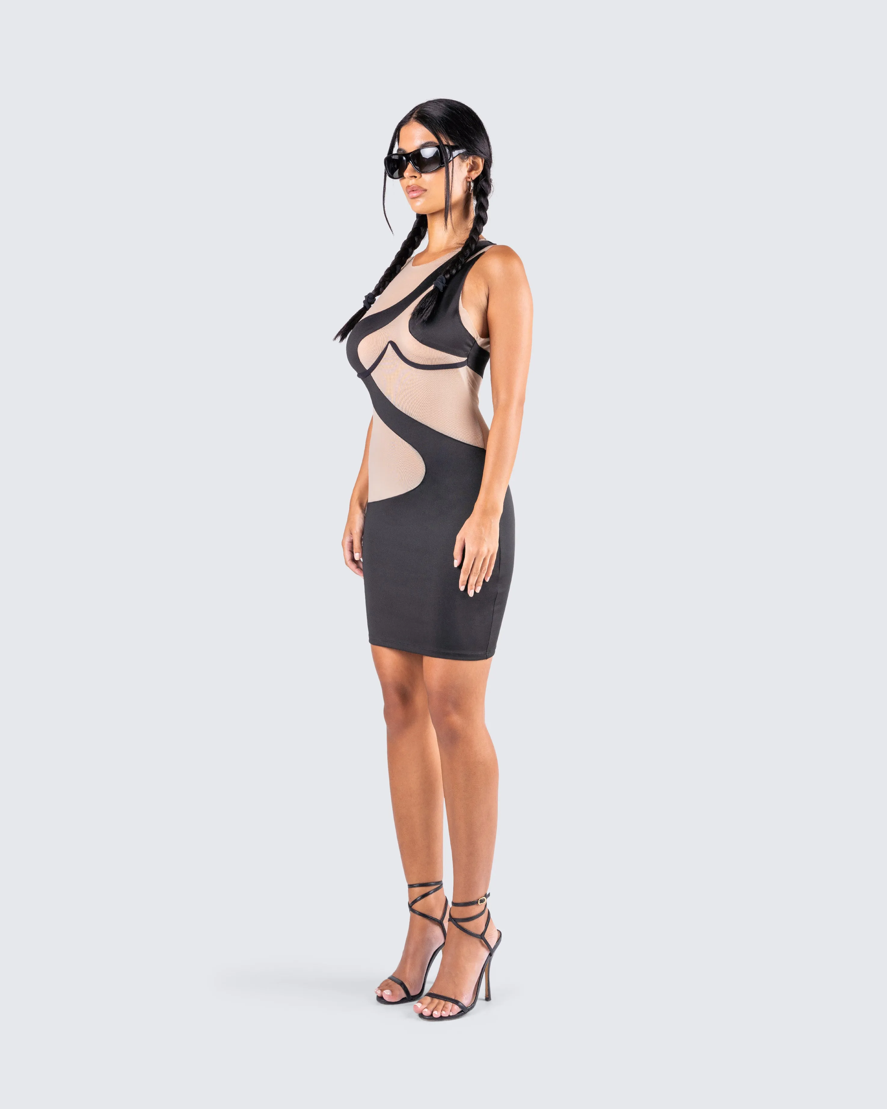 Gabriella Black Jersey Mesh Dress sold by Finesse product image thumbnail 5