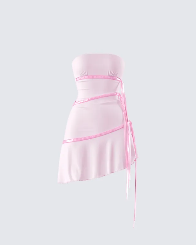 Ilona Pink Jersey Satin Tie Top sold by Finesse