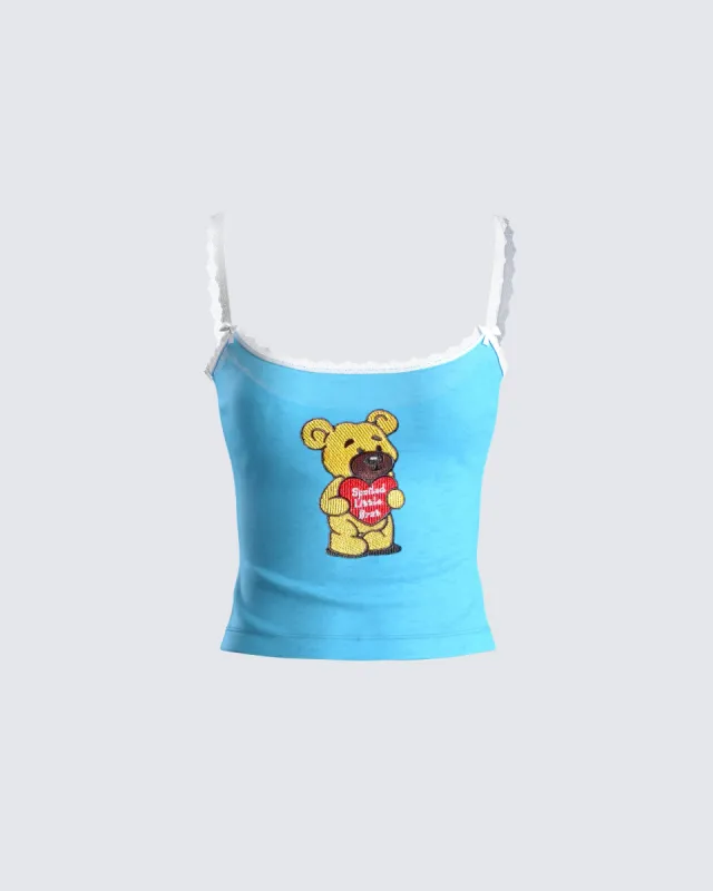 Shannon Blue Embroidered Knit Top sold by Finesse